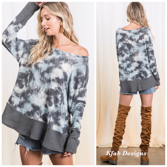 ❤️LAST 2! Tie Dye Contrast Detail Dolman Tunic! - Picture 2 of 12